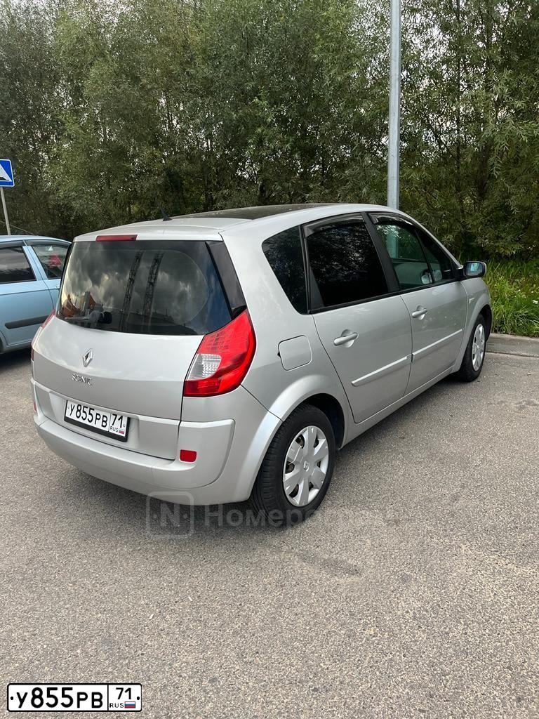 Фото автомобиля RENAULT MEGANE /GRAND/ SCENIC, 2008 — госномер У855РВ71. Цвет: СВЕТЛО-СЕРО-ГОЛ