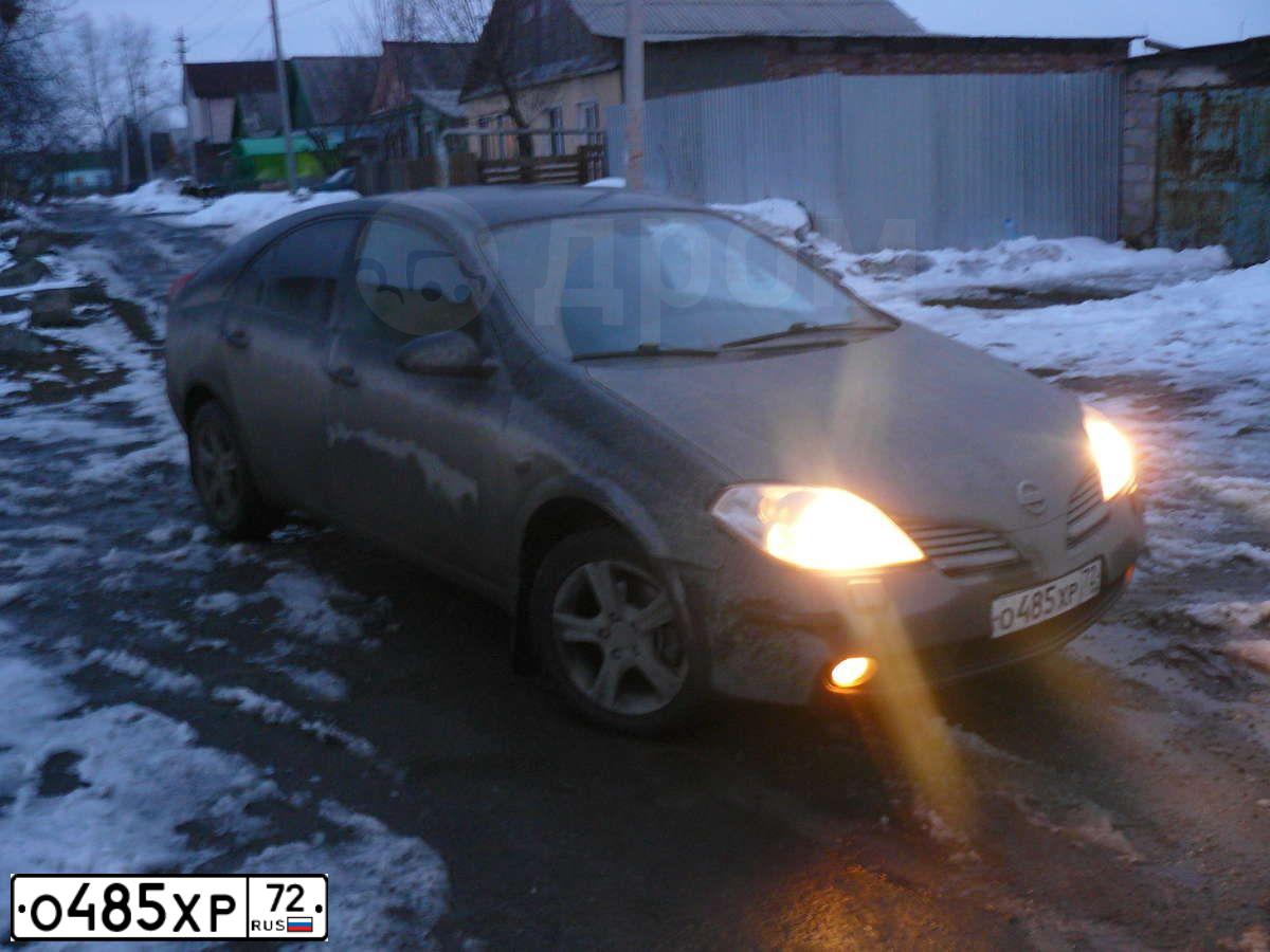 Фото автомобиля NISSAN PRIMERA, 2006 — госномер О485ХР72. Цвет: ЧЕРНЫЙ