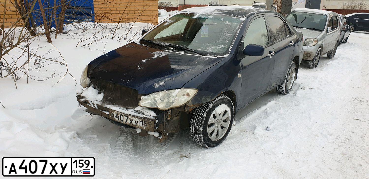 Фото автомобиля BYD F3, 2012 — госномер А407ХУ159. Цвет: СИНИЙ