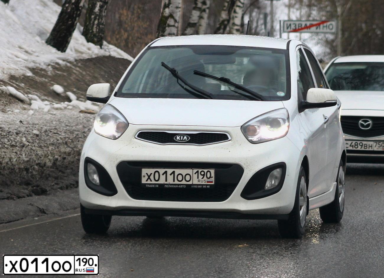 Фото автомобиля KIA PICANTO / MORNING, 2011 — госномер Х011ОО190. Цвет: Белый
