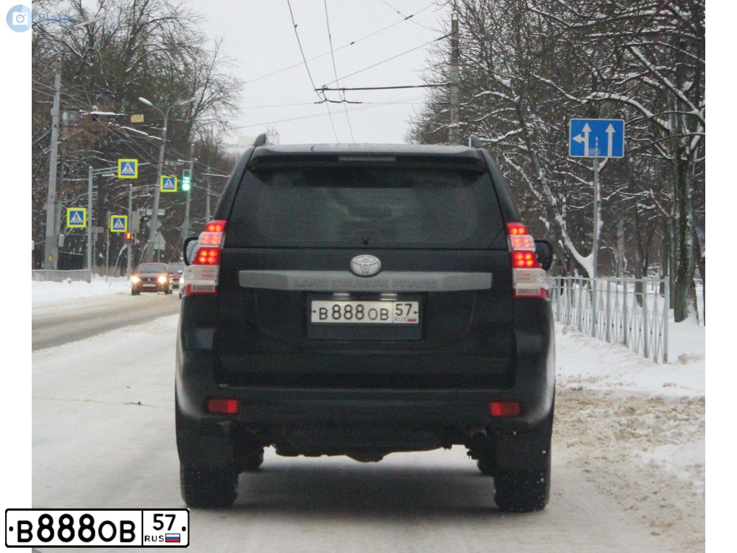 Фото автомобиля TOYOTA LANDCRUISER, 2015 — госномер В888ОВ57. Цвет: ЧЕРНЫЙ