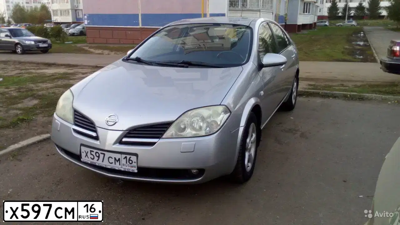 Фото автомобиля NISSAN PRIMERA, 2006 — госномер Х597СМ16. Цвет: серебристый