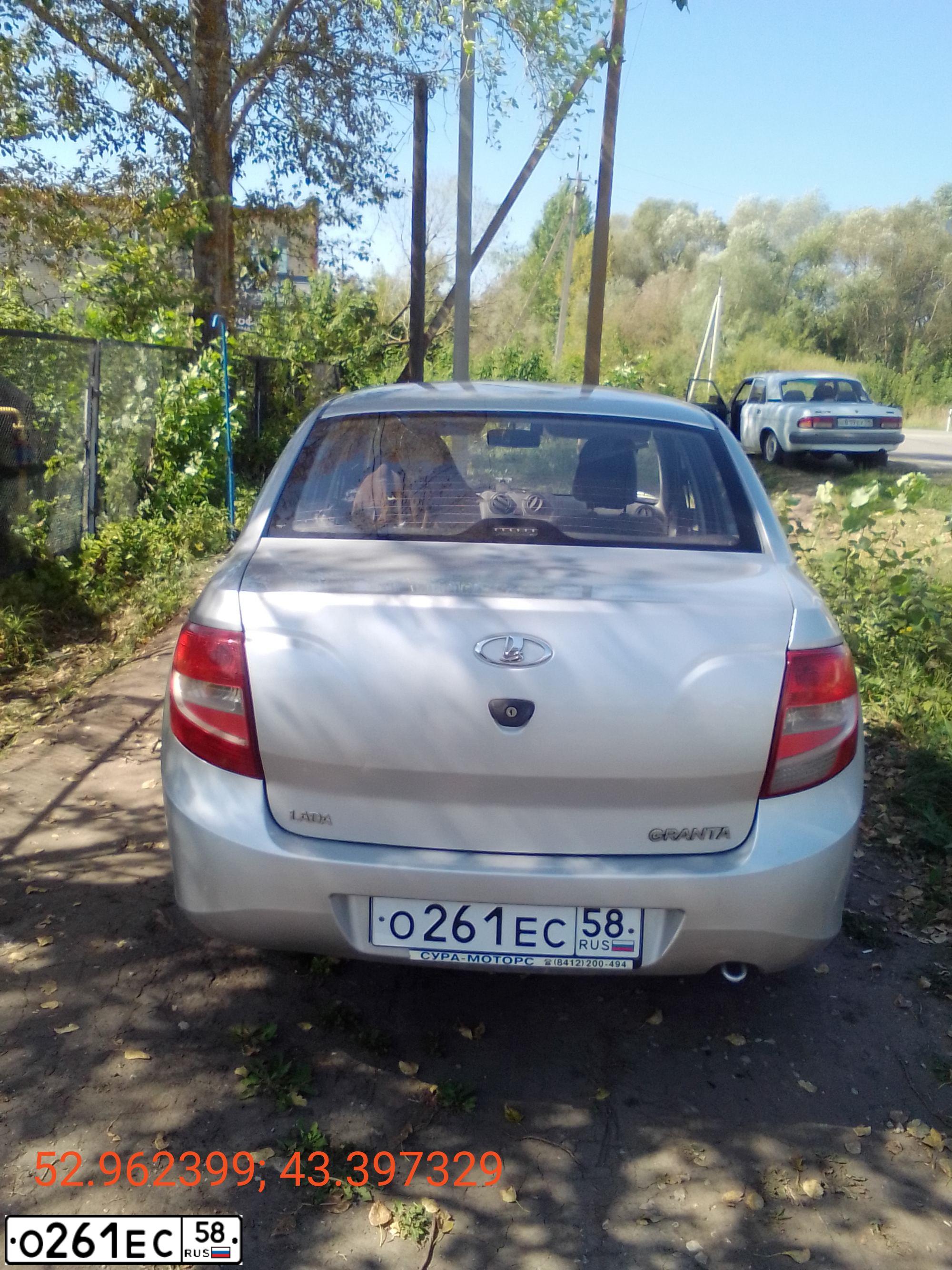 Фото автомобиля LADA GRANTA, 2012 — госномер Т092ХУ58. Цвет: Серебристый
