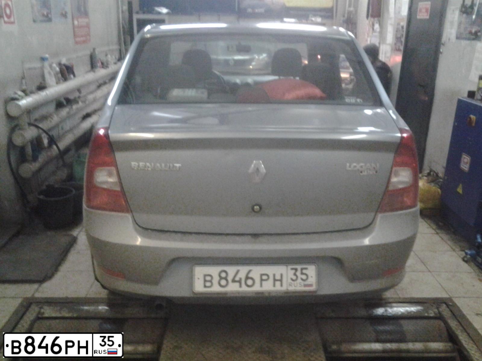 Фото автомобиля RENAULT LOGAN, 2011 — госномер В846РН35. Цвет: СИНИЙ