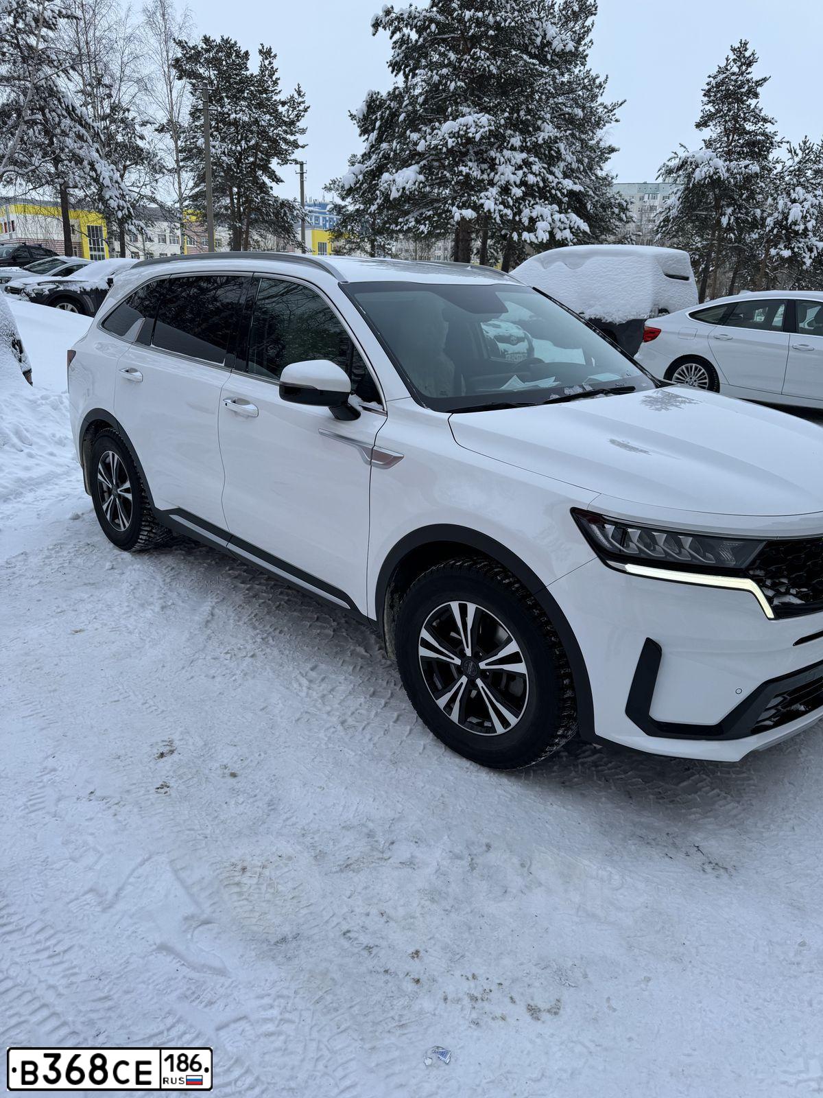 Фото автомобиля KIA SORENTO, 2020 — госномер Е684ВХ774. Цвет: Белый