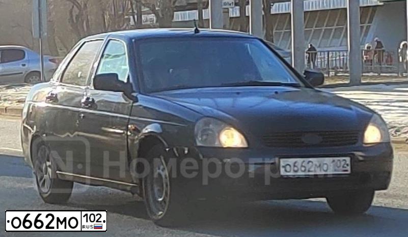 Фото автомобиля LADA 2170 PRIORA, 2013 — госномер О662МО102. Цвет: СИНЕ-ЧЕРНЫЙ