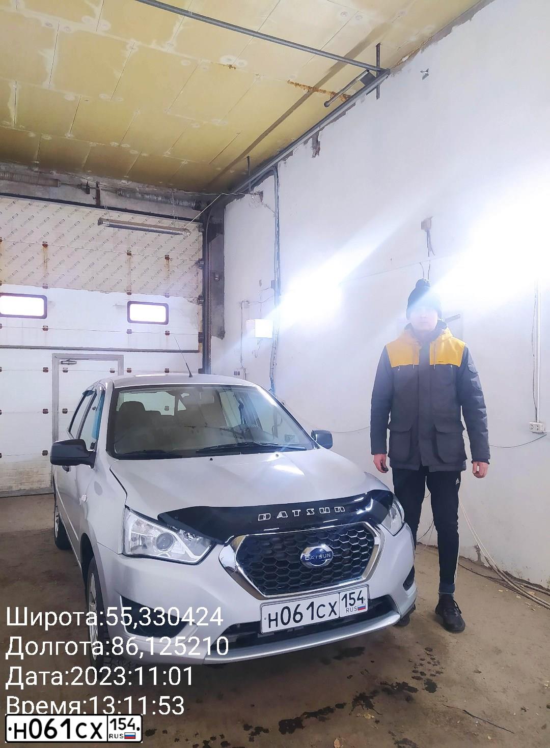 Фото автомобиля DATSUN MI-DO, 2018 — госномер Т688ОА142. Цвет: Серебристый
