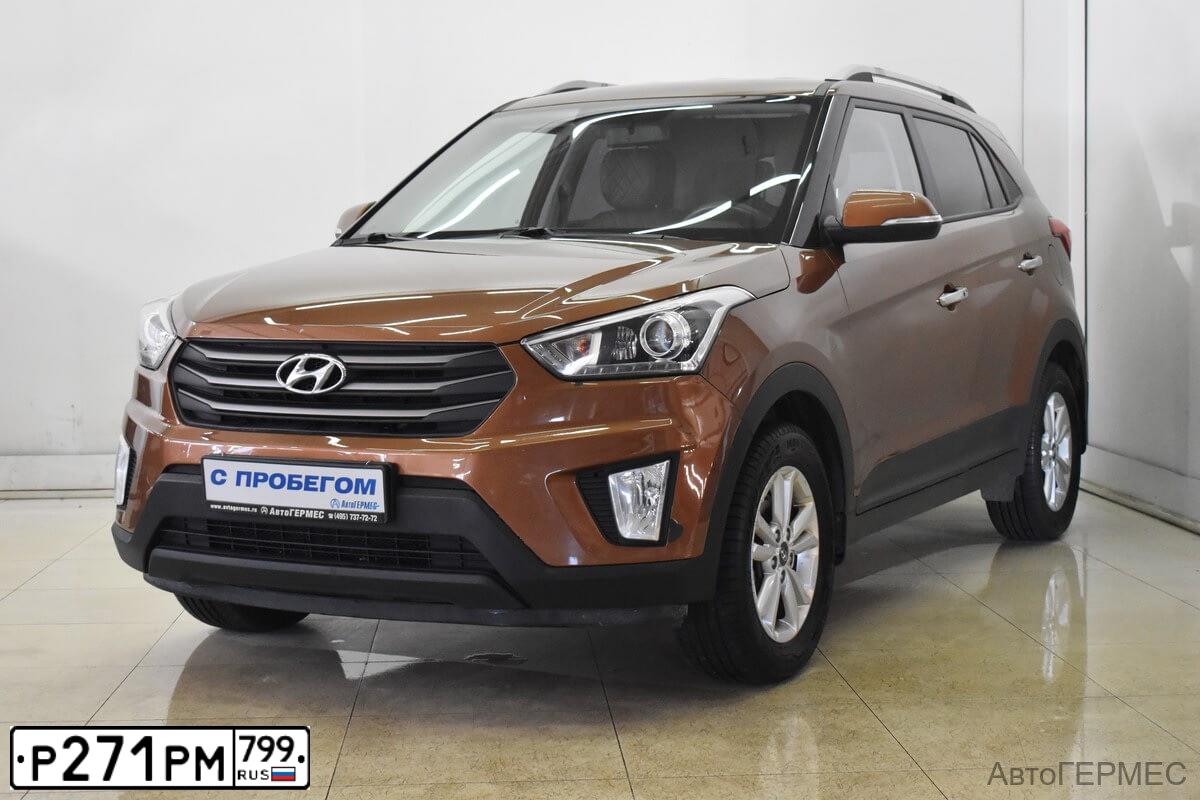 Фото автомобиля HYUNDAI CRETA, 2019 — госномер Р271РМ799. Цвет: Коричневый