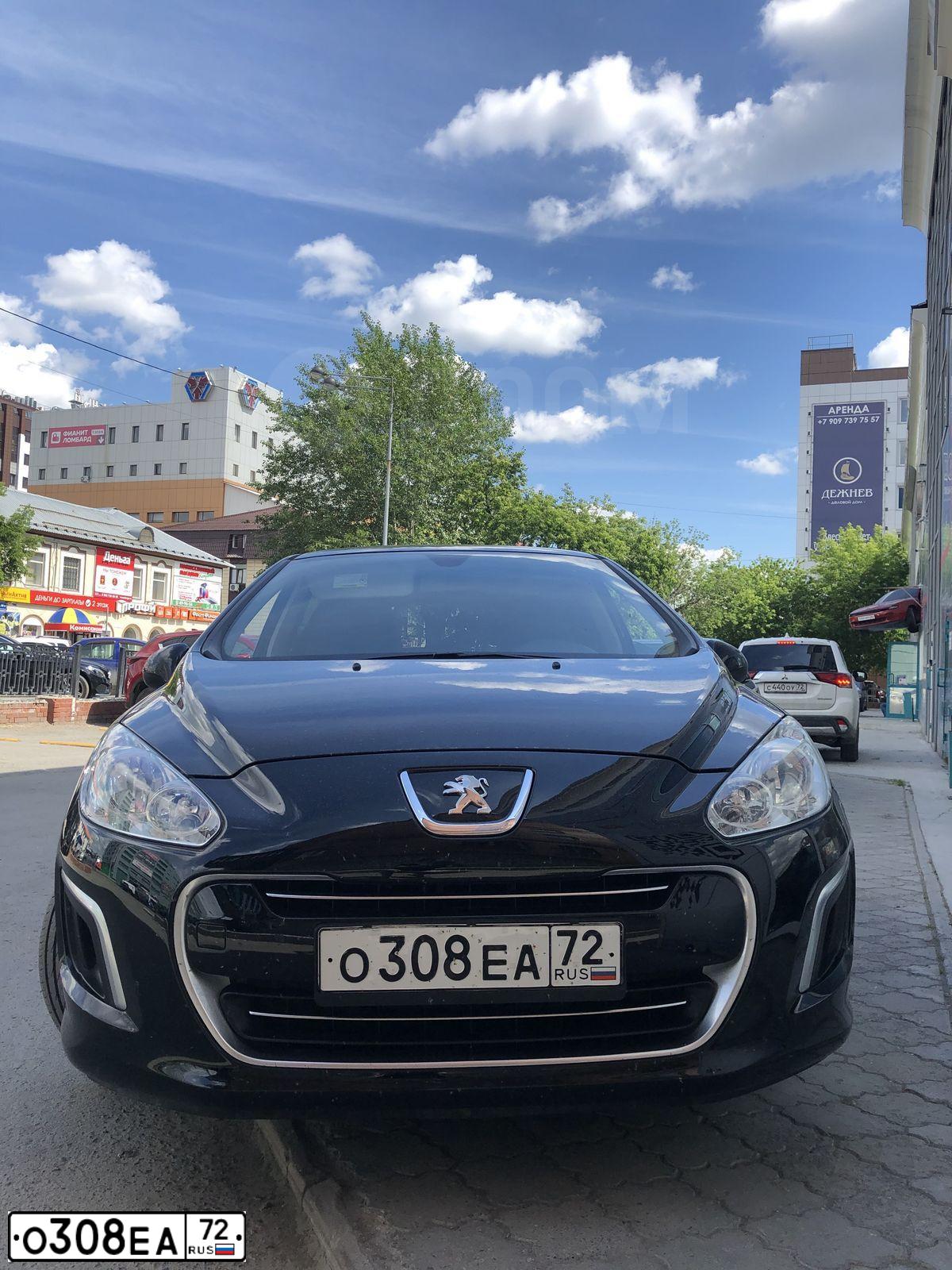 Фото автомобиля PEUGEOT 308, 2011 — госномер О308ЕА72. Цвет: ЧЕРНЫЙ