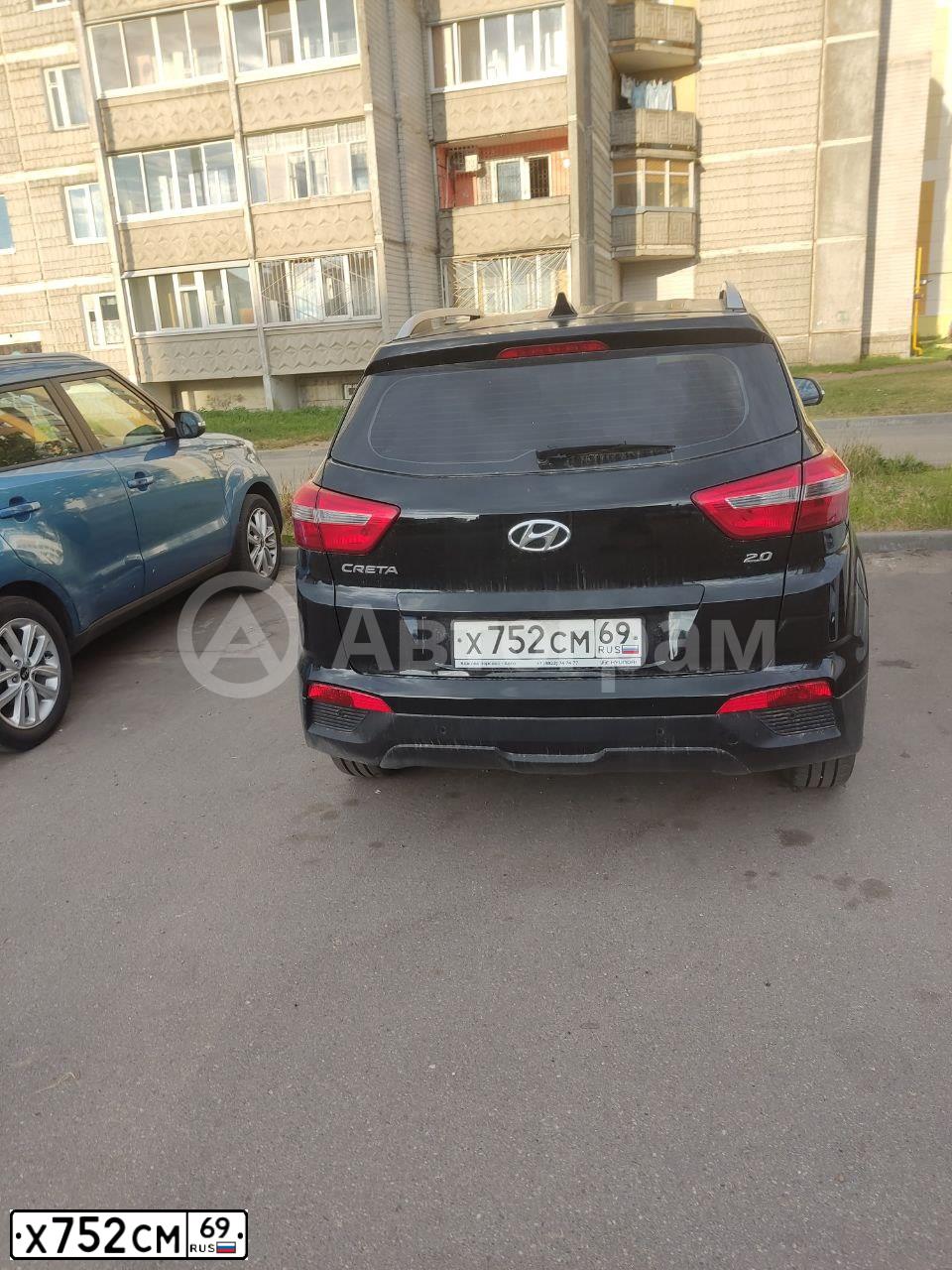 Фото автомобиля HYUNDAI CRETA, 2018 — госномер Х752СМ69. Цвет: ЧЕРНЫЙ
