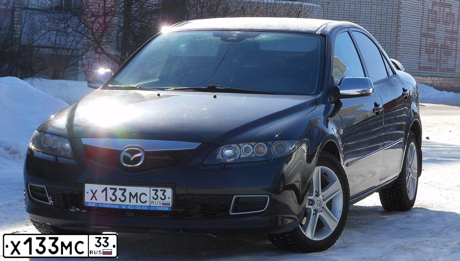 Фото автомобиля MAZDA 6, 2007 — госномер Е999ОВ33. Цвет: ТЕМНО-ВИШНЕВЫЙ