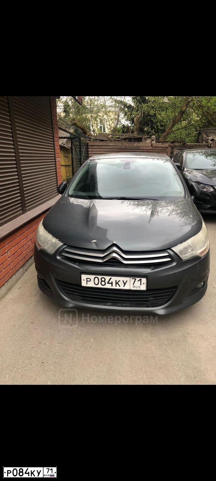 Фото автомобиля CITROEN C4, 2012 — госномер Р084КУ71. Цвет: ТЕМНО-СЕРЫЙ