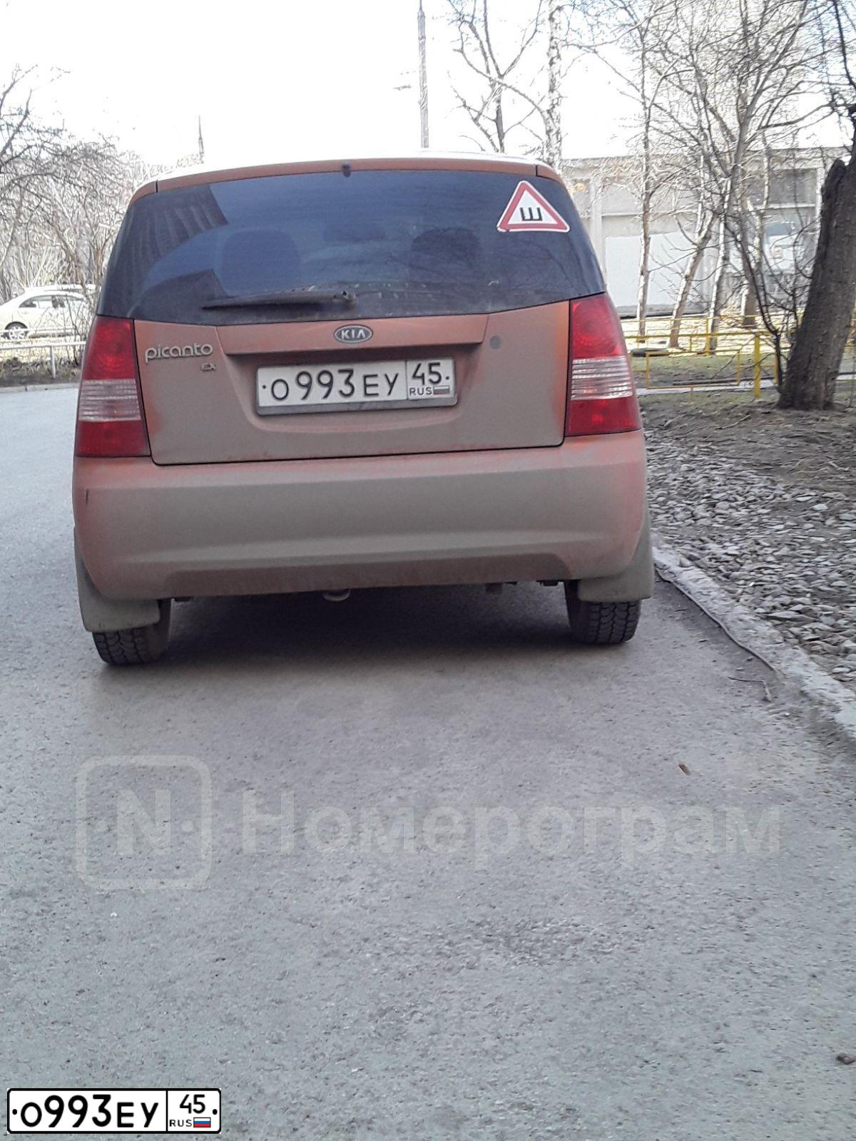 Фото автомобиля KIA PICANTO / MORNING, 2007 — госномер О993ЕУ45. Цвет: ОРАНЖЕВЫЙ