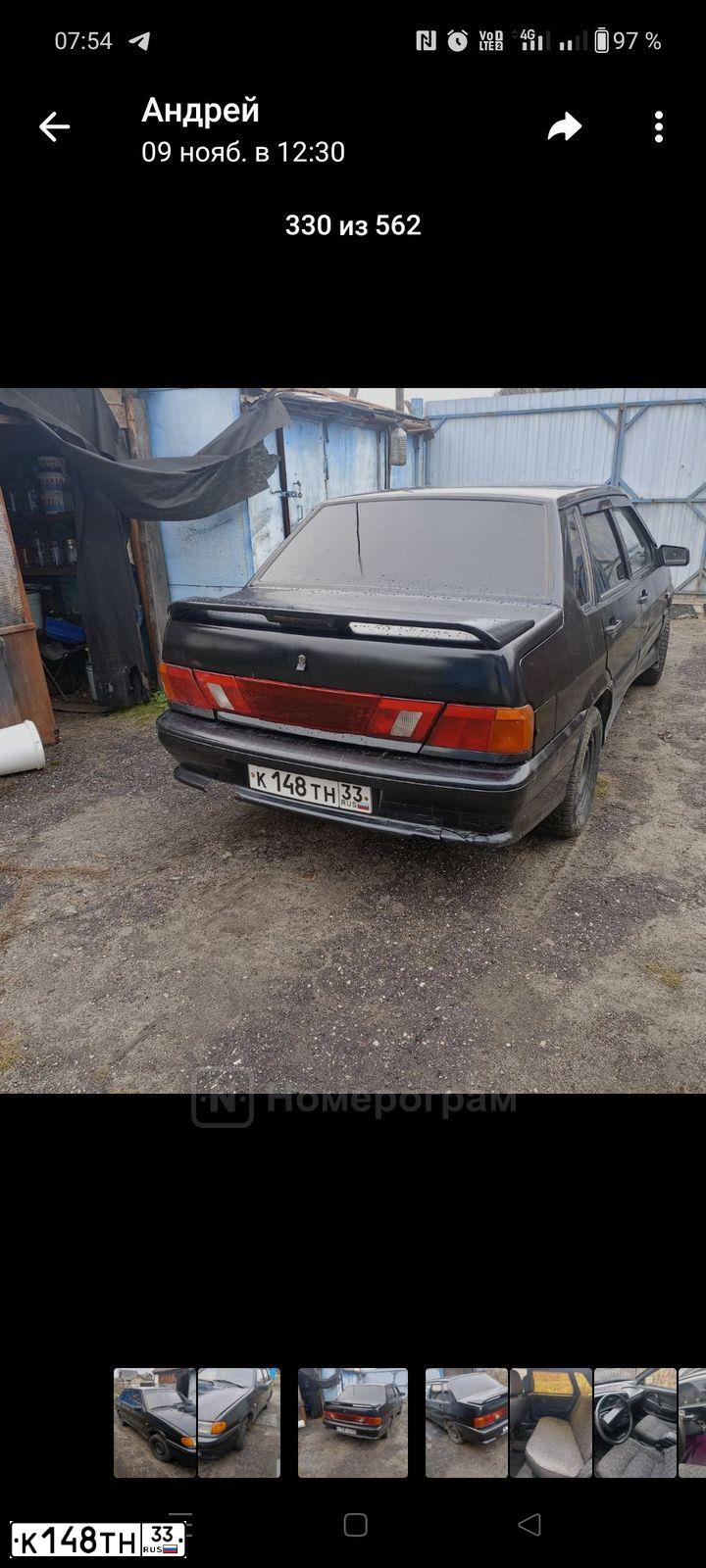 Фото автомобиля LADA 2115 SAMARA, 2007 — госномер К148ТН33. Цвет: ЧЕРНЫЙ