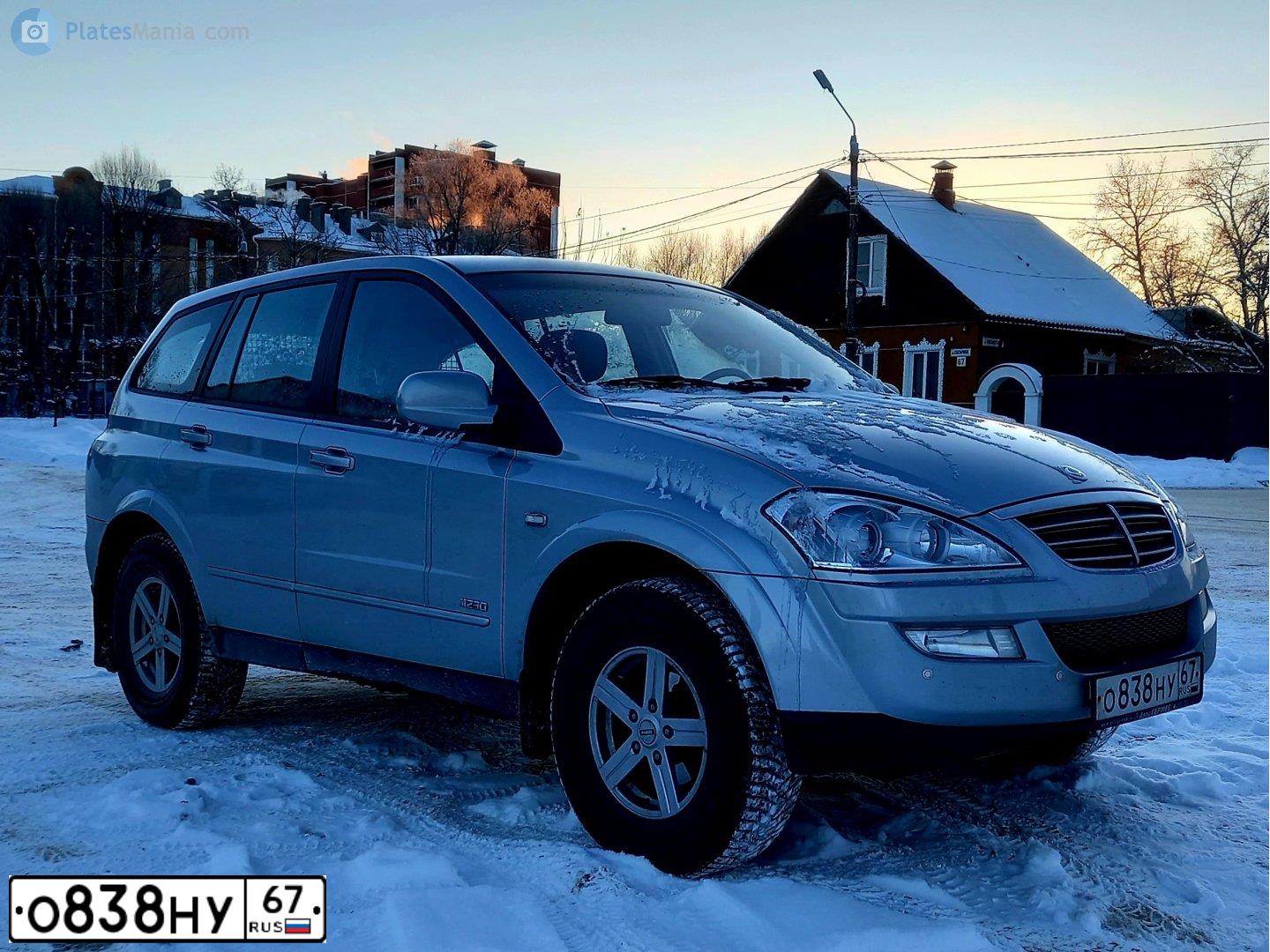 Фото автомобиля SSANGYONG KYRON, 2014 — госномер О838НУ67. Цвет: Серый