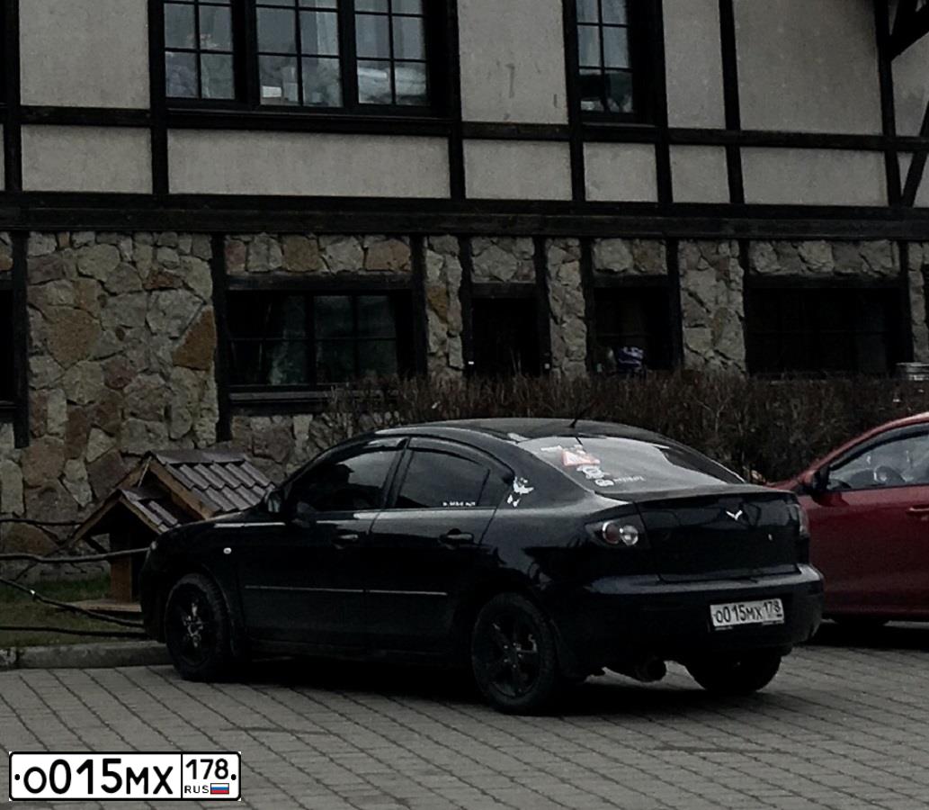 Фото автомобиля MAZDA 3, 2008 — госномер О749ТС71. Цвет: ЧЕРНЫЙ