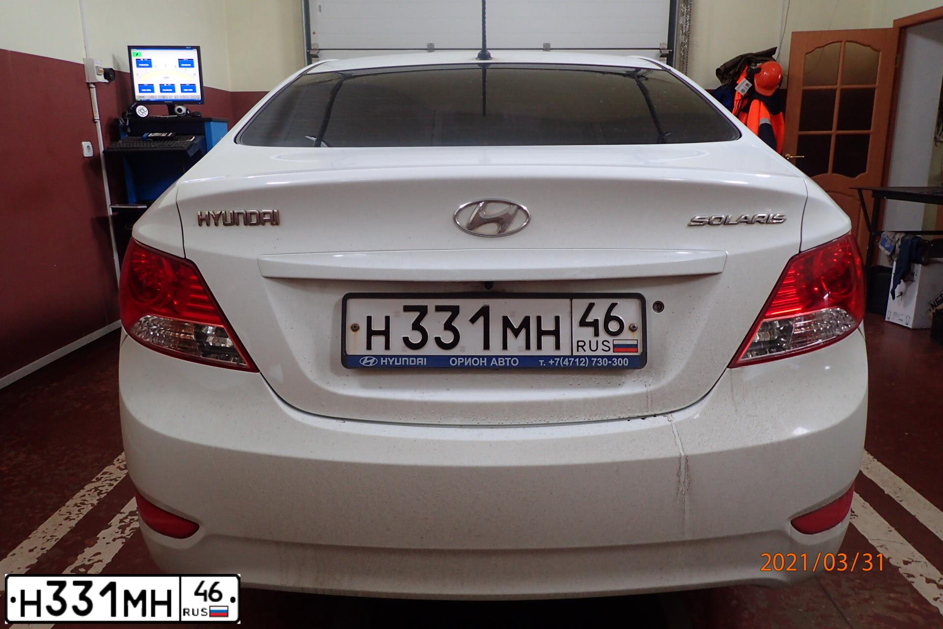 Фото автомобиля HYUNDAI SOLARIS, 2014 — госномер Н331МН46. Цвет: БЕЛЫЙ