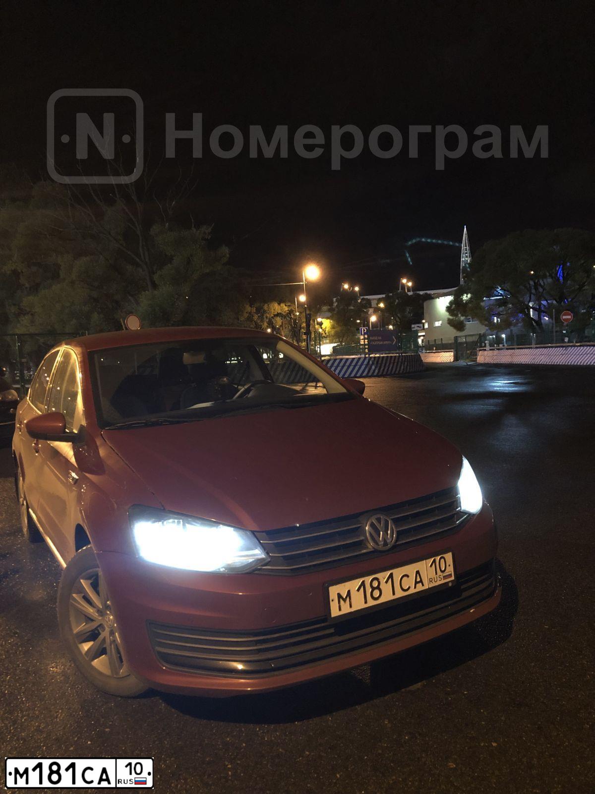 Фото автомобиля VOLKSWAGEN POLO, 2019 — госномер М181СА10. Цвет: ВИШНЕВЫЙ