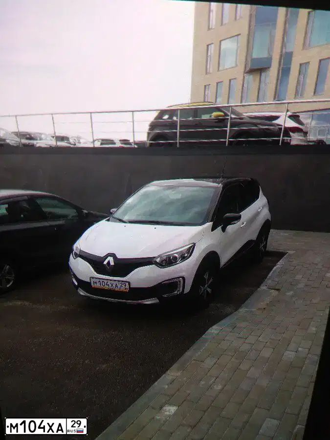 Фото автомобиля RENAULT KAPTUR, 2019 — госномер М104ХА29. Цвет: Белый черный 