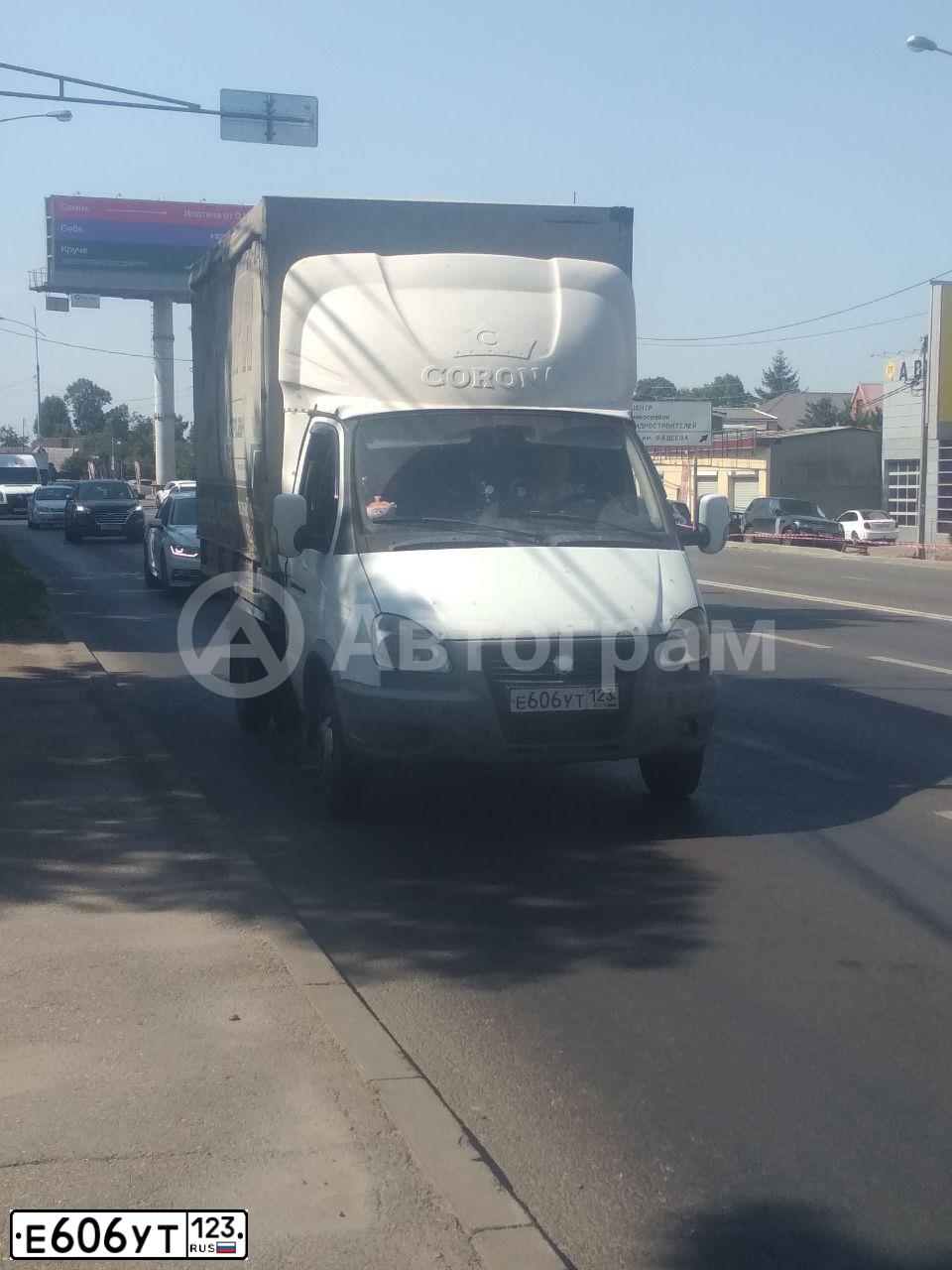 Фото автомобиля GAZ 3302 EL, 2012 — госномер Е606УТ123. Цвет: Белый