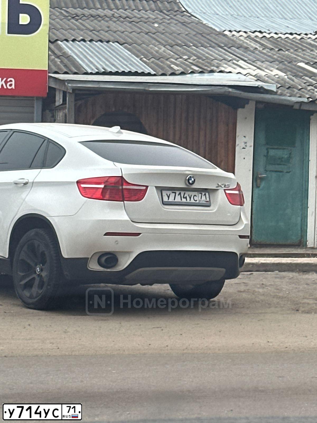 Фото автомобиля BMW X6, 2008 — госномер У714УС71. Цвет: Белый