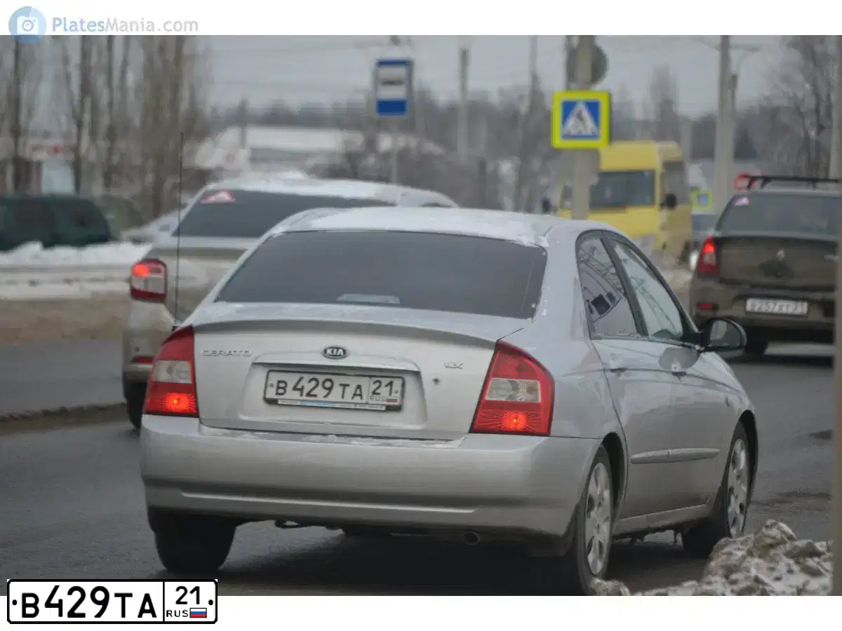Фото автомобиля KIA CERATO, 2006 — госномер В429ТА21. Цвет: СЕРЕБРИСТЫЙ