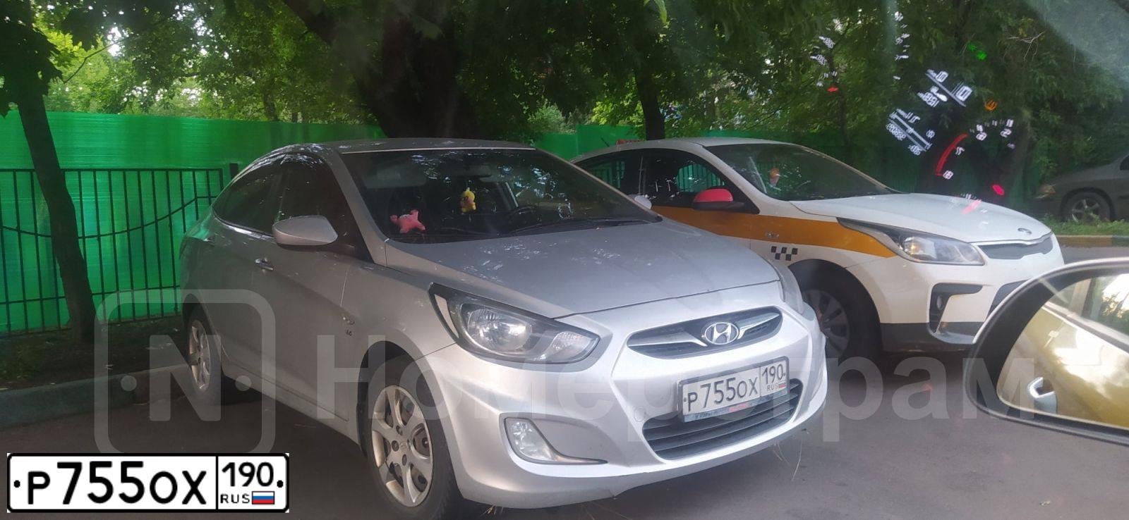 Фото автомобиля HYUNDAI SOLARIS, 2012 — госномер Р755ОХ190. Цвет: Серый