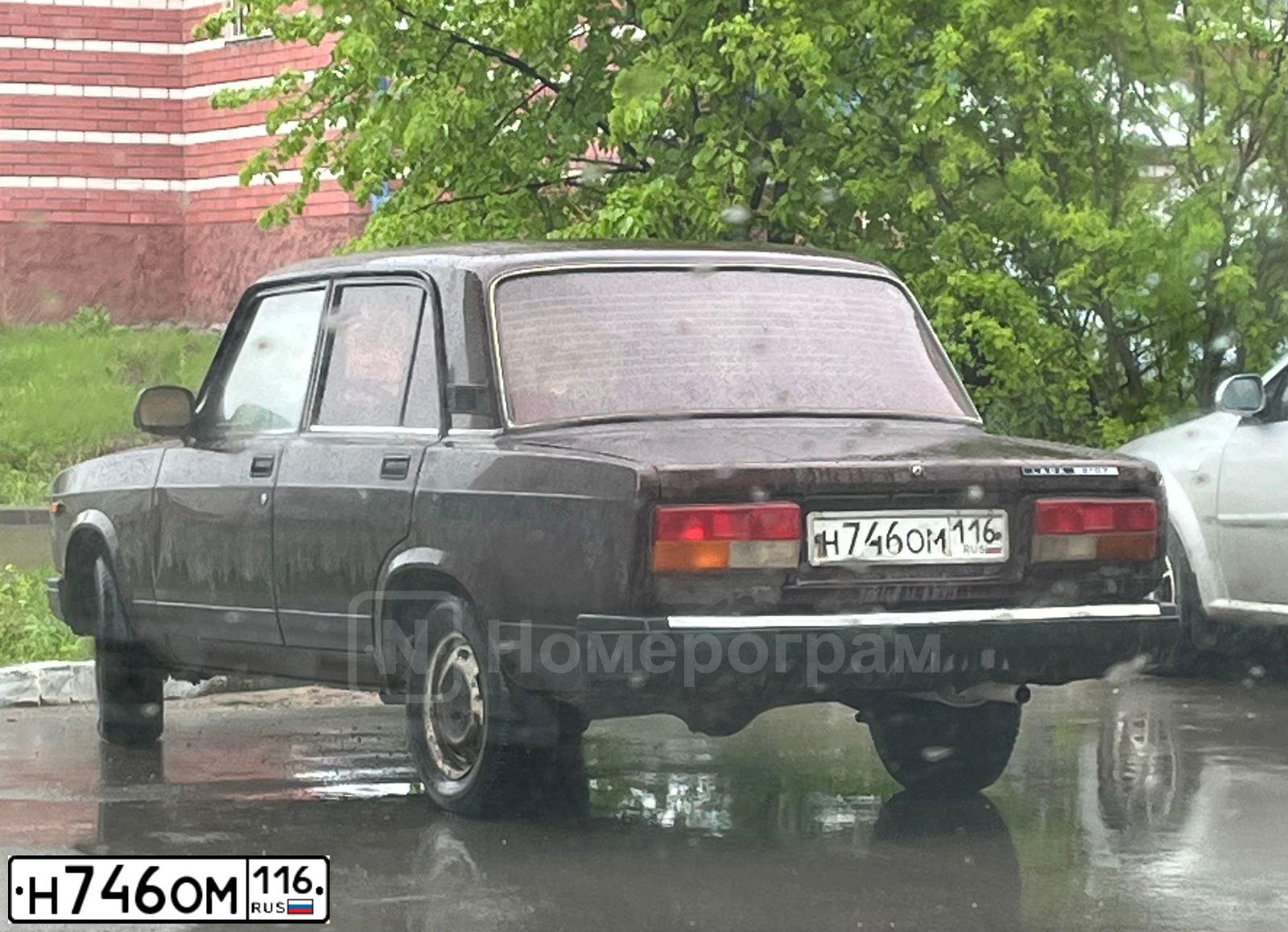 Фото автомобиля LADA 2107, 2011 — госномер Н746ОМ116. Цвет: ТЕМНО-ВИШНЕВЫЙ