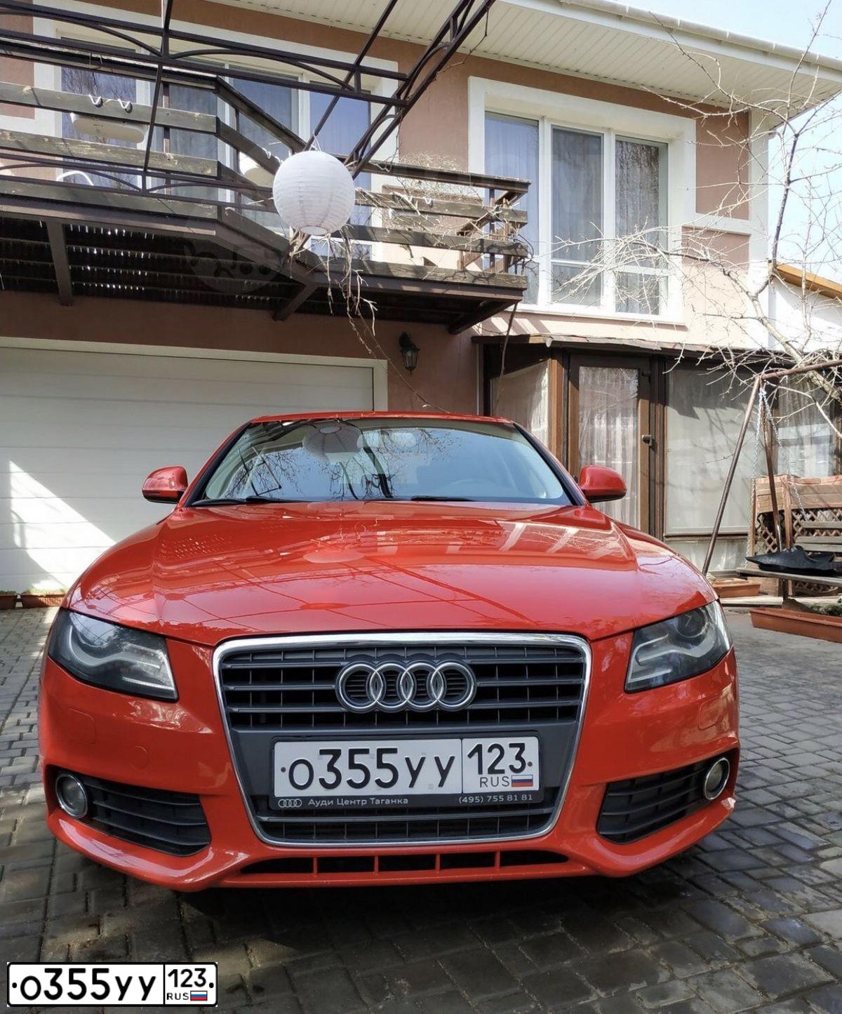 Фото автомобиля AUDI A4, 2008 — госномер В324ЕА92. Цвет: Красный