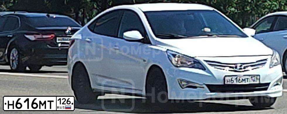 Фото автомобиля HYUNDAI SOLARIS, 2016 — госномер Н616МТ126. Цвет: БЕЛЫЙ