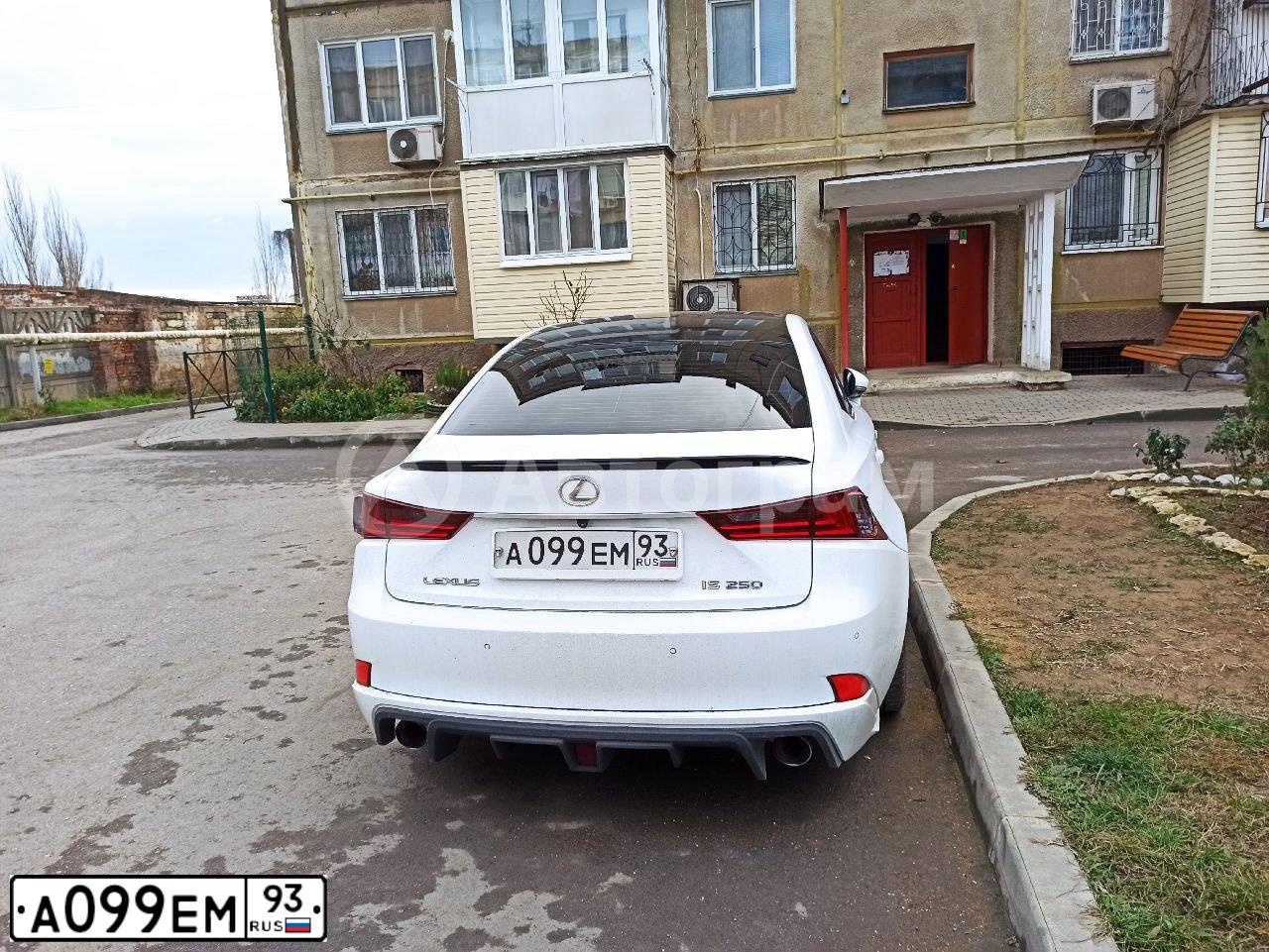 Фото автомобиля LEXUS IS, 2014 — госномер А099ЕМ93. Цвет: БЕЛЫЙ