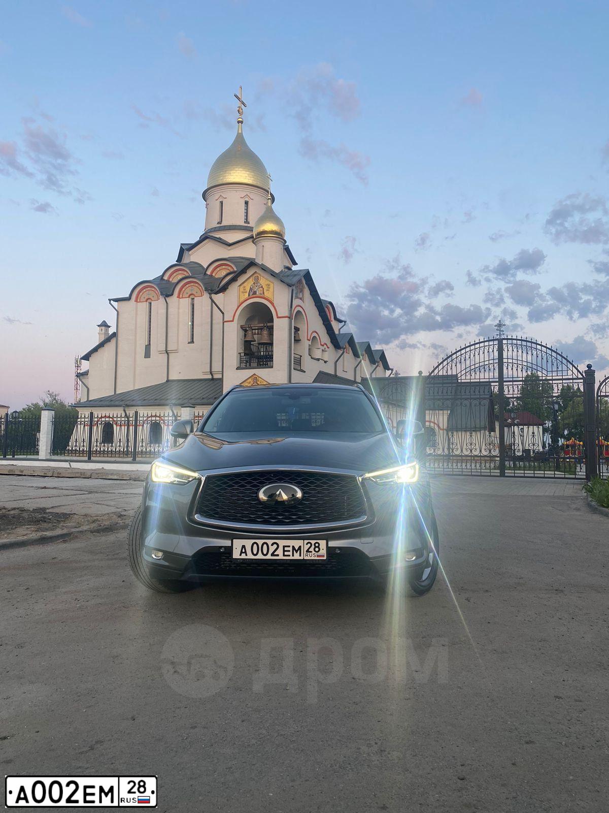 Фото автомобиля INFINITI QX50 /EX/, 2018 — госномер А002ЕМ28. Цвет: СЕРЫЙ