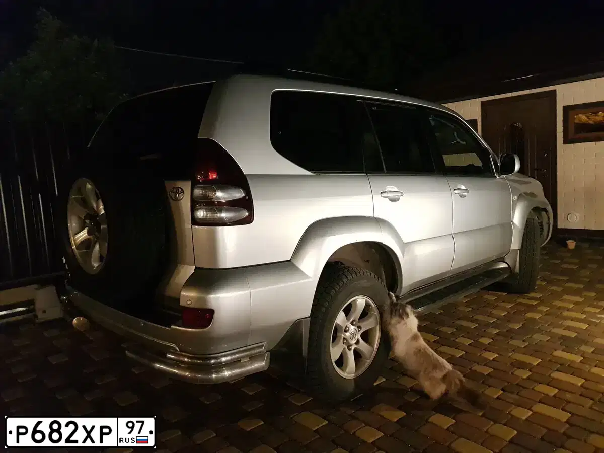 Фото автомобиля TOYOTA LANDCRUISER, 2004 — госномер О868ОС97. Цвет: Серебристый