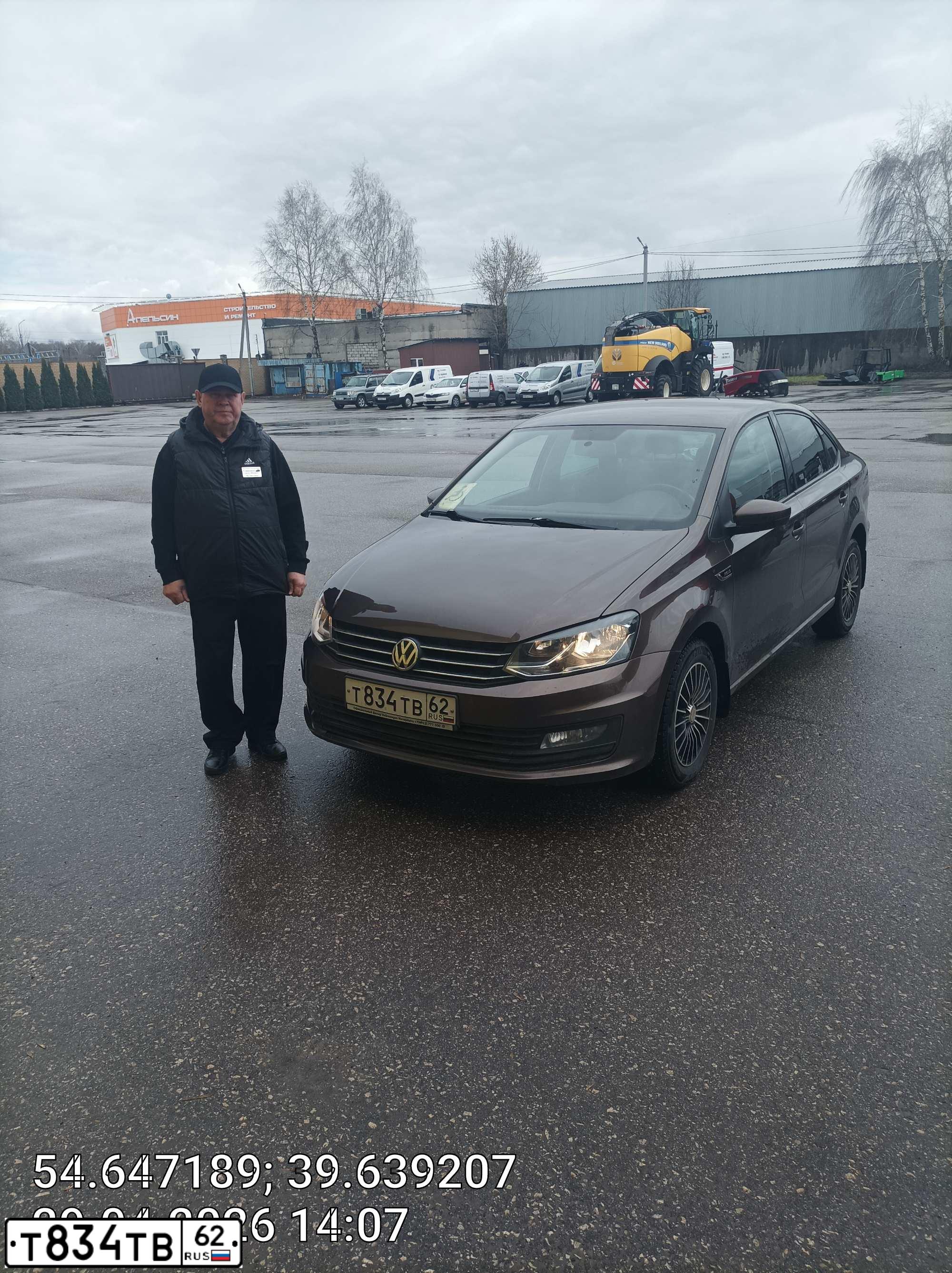 Фото автомобиля VOLKSWAGEN POLO, 2019 — госномер Т834ТВ62. Цвет: Коричневый