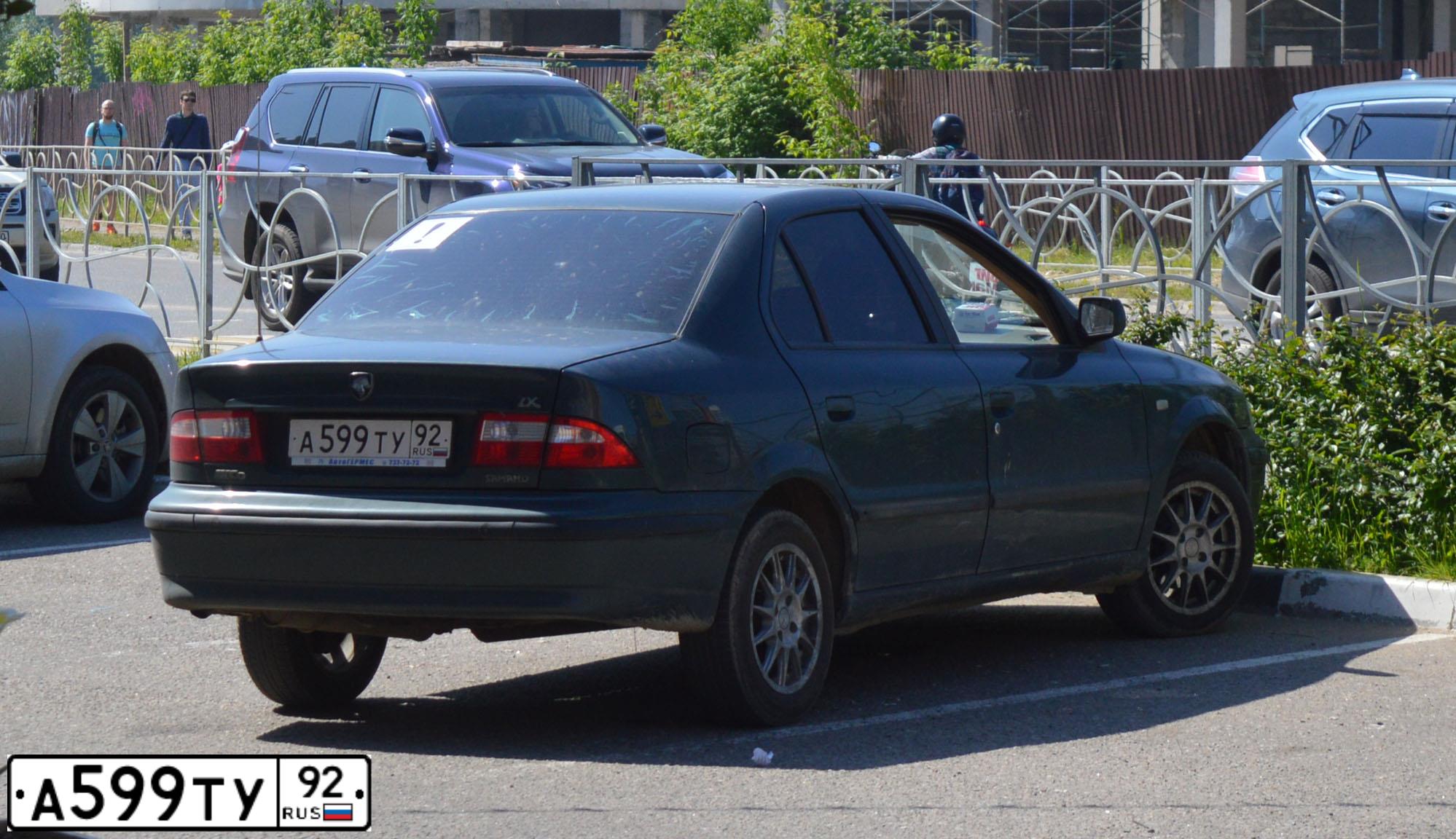 Фото автомобиля IRAN KHODRO SAMAND, 2008 — госномер А599ТУ92. Цвет: ЗЕЛЕНЫЙ