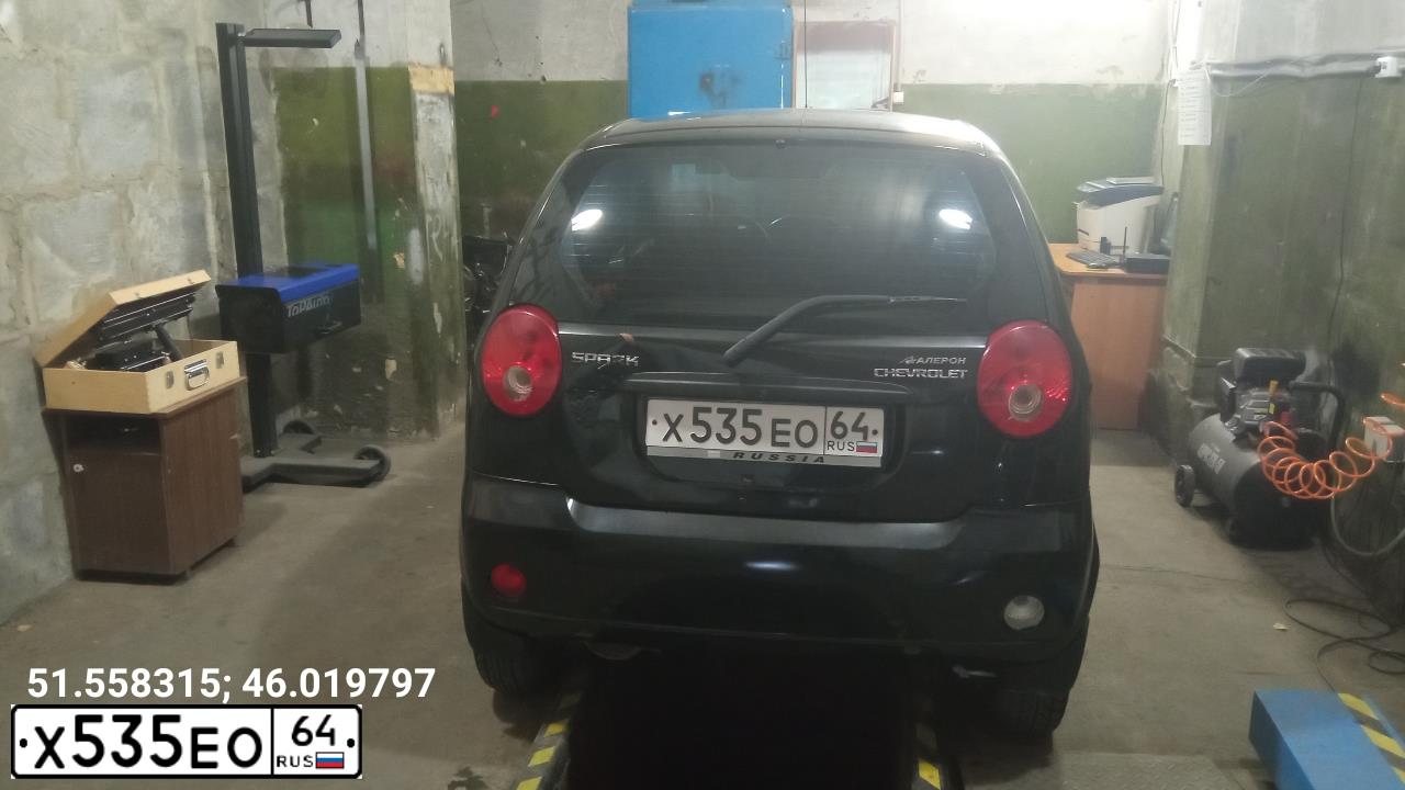 Фото автомобиля CHEVROLET SPARK, 2007 — госномер Х535ЕО64. Цвет: ЧЕРНЫЙ