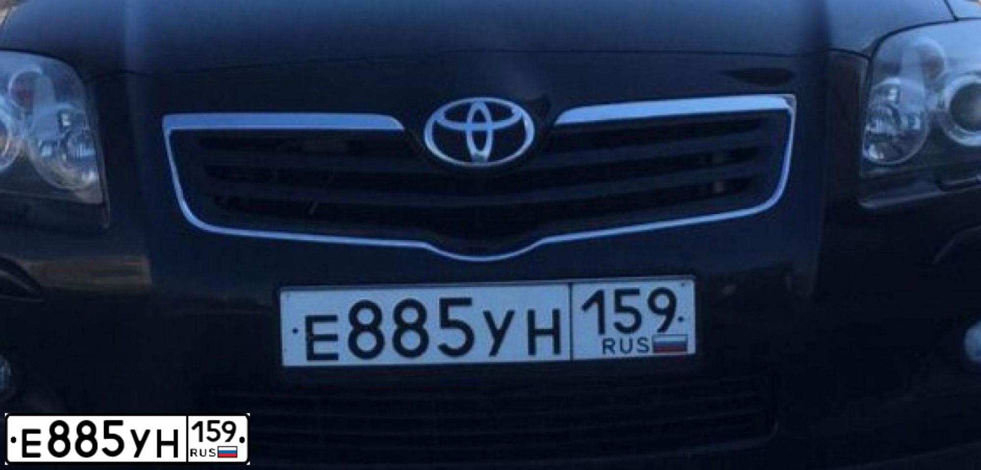 Фото автомобиля TOYOTA AVENSIS, 2007 — госномер Т499КТ59. Цвет: ЧЕРНЫЙ