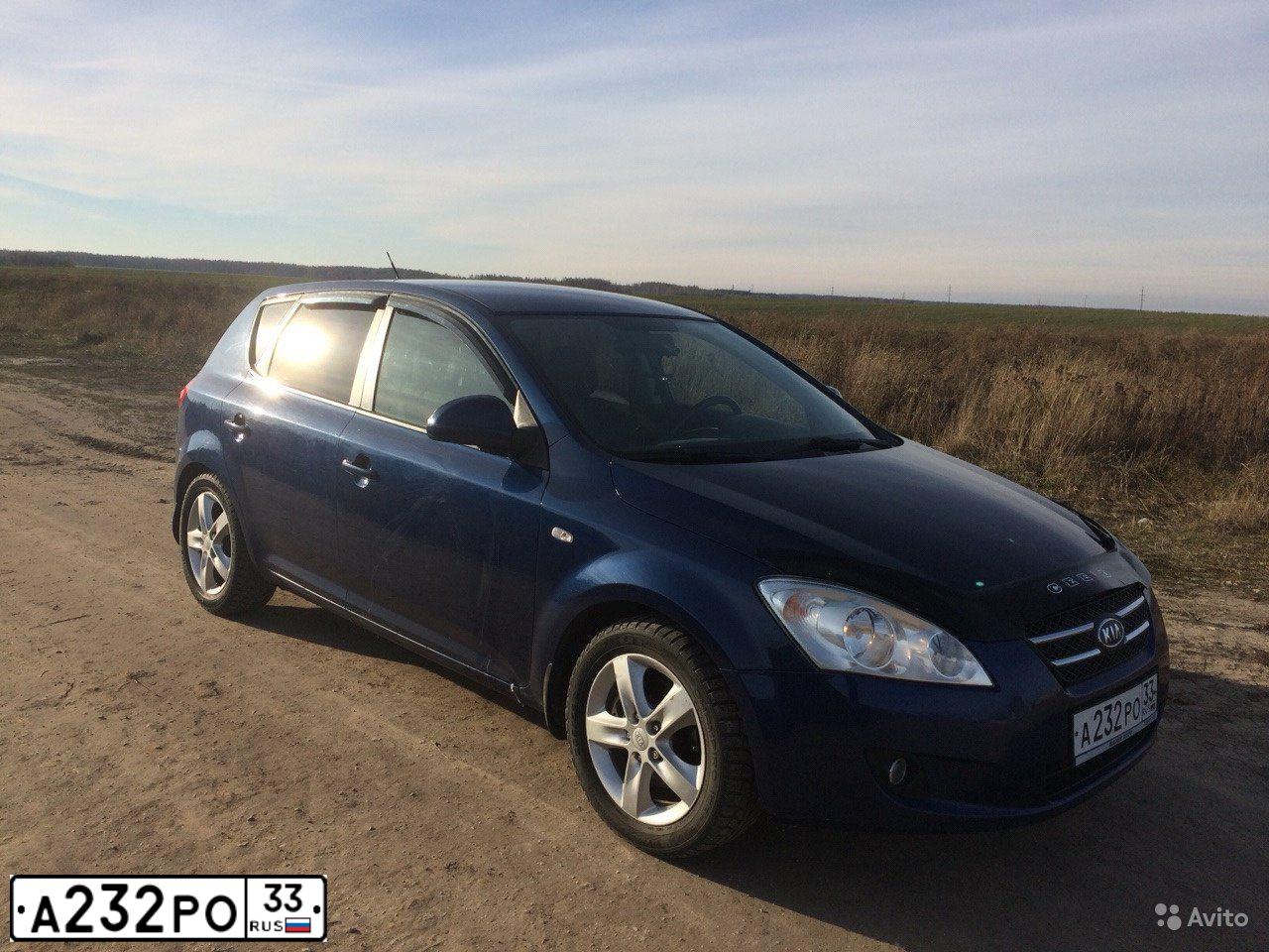 Фото автомобиля KIA CEE'D, 2009 — госномер А232РО33. Цвет: синий