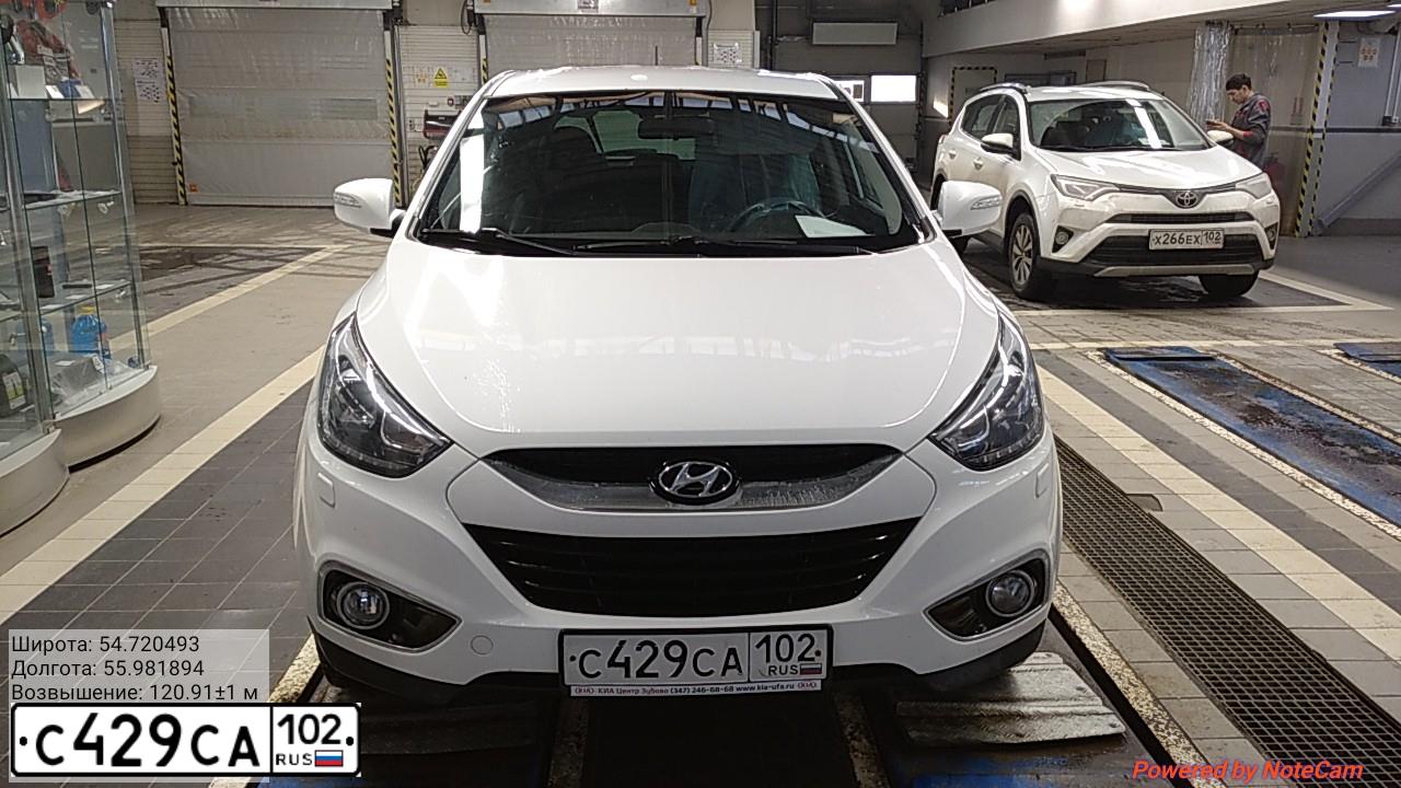 Фото автомобиля HYUNDAI IX35, 2015 — госномер С429СА102. Цвет: БЕЛЫЙ