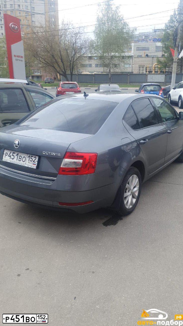 Фото автомобиля SKODA OCTAVIA, 2018 — госномер К499ОМ53. Цвет: ТЕМНО-СЕРЫЙ