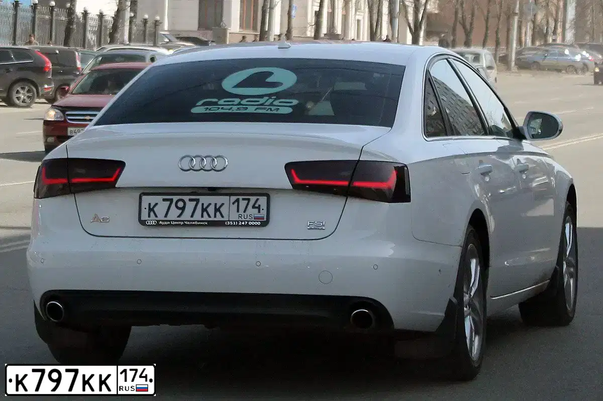 Фото автомобиля AUDI A6, 2007 — госномер К797КК174. Цвет: ЧЕРНЫЙ
