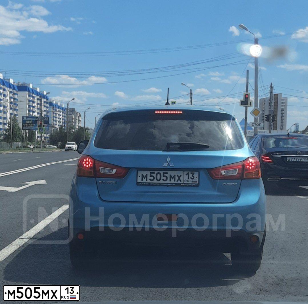 Фото автомобиля MITSUBISHI ASX, 2013 — госномер М505МХ13. Цвет: голубой