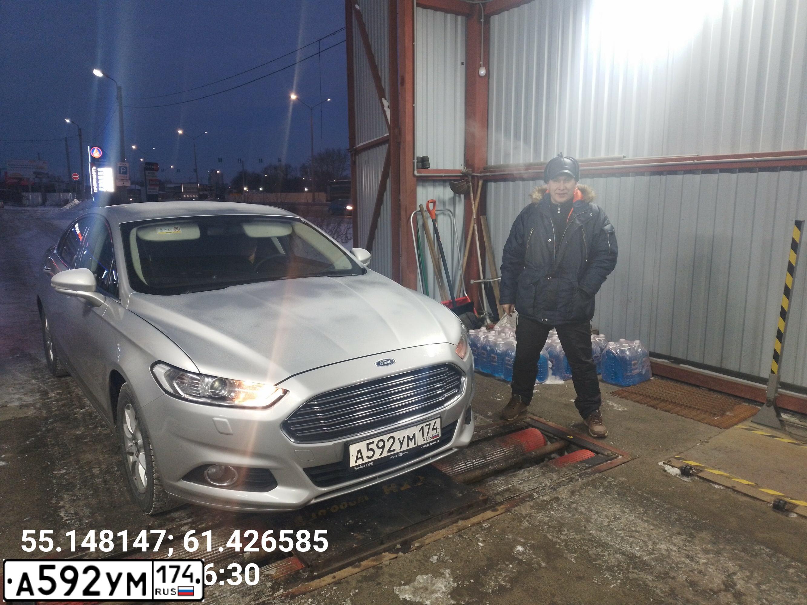 Фото автомобиля FORD MONDEO, 2016 — госномер А592УМ174. Цвет: СЕРЕБРИСТЫЙ