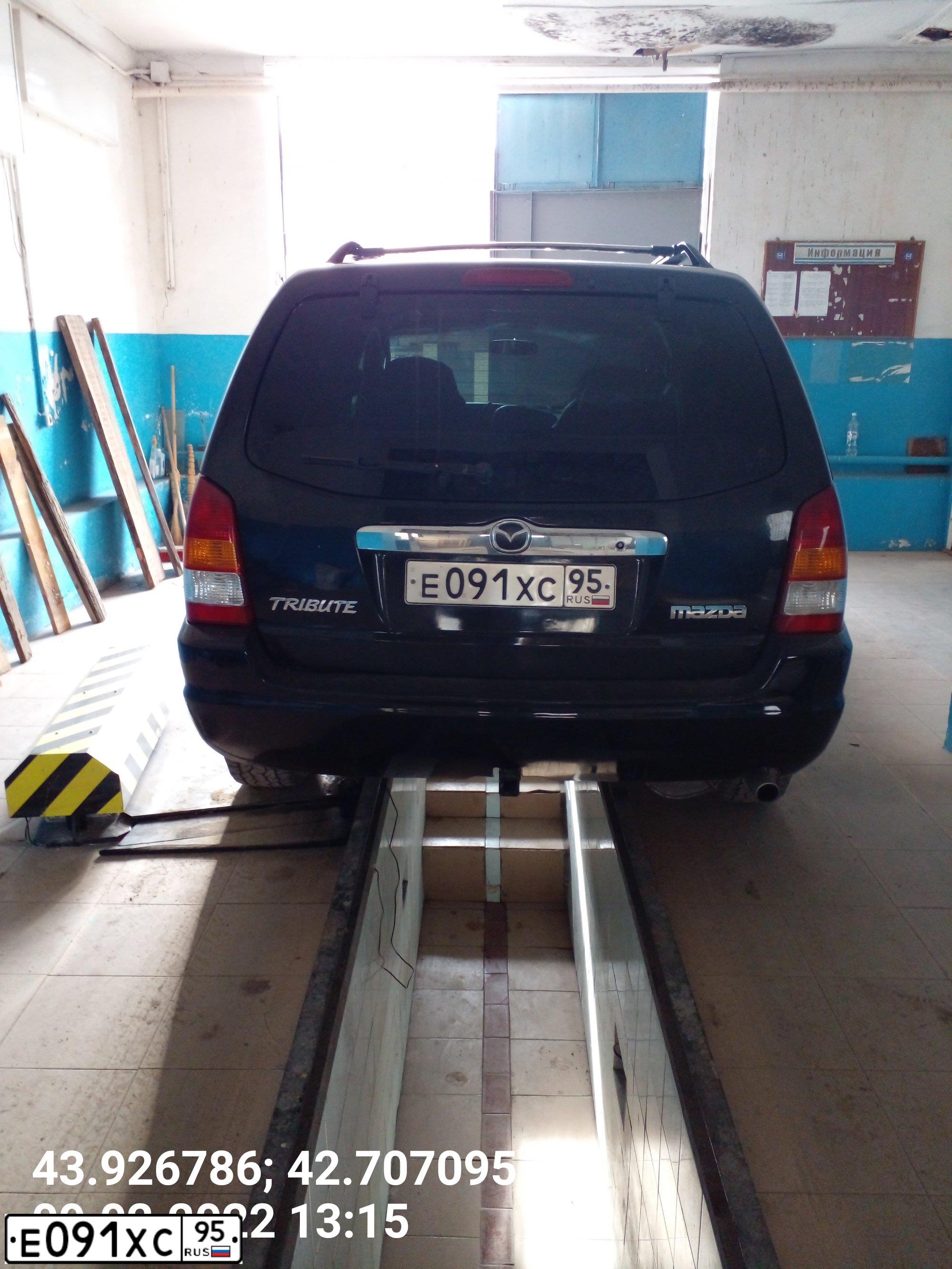 Фото автомобиля MAZDA TRIBUTE, 2001 — госномер Е091ХС95. Цвет: ЧЕРНЫЙ