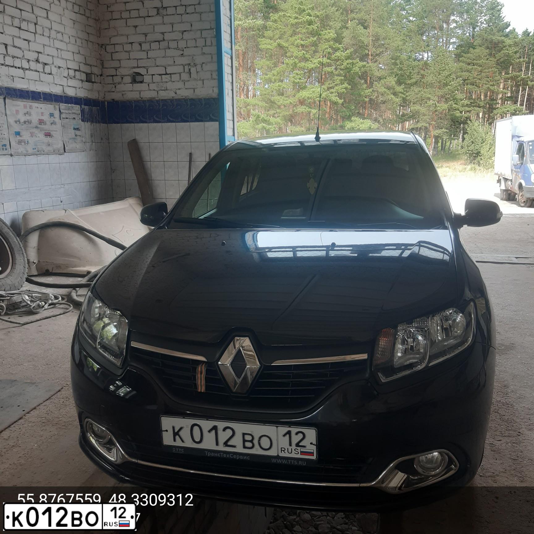 Фото автомобиля RENAULT LOGAN, 2017 — госномер К012ВО12. Цвет: ЧЕРНЫЙ
