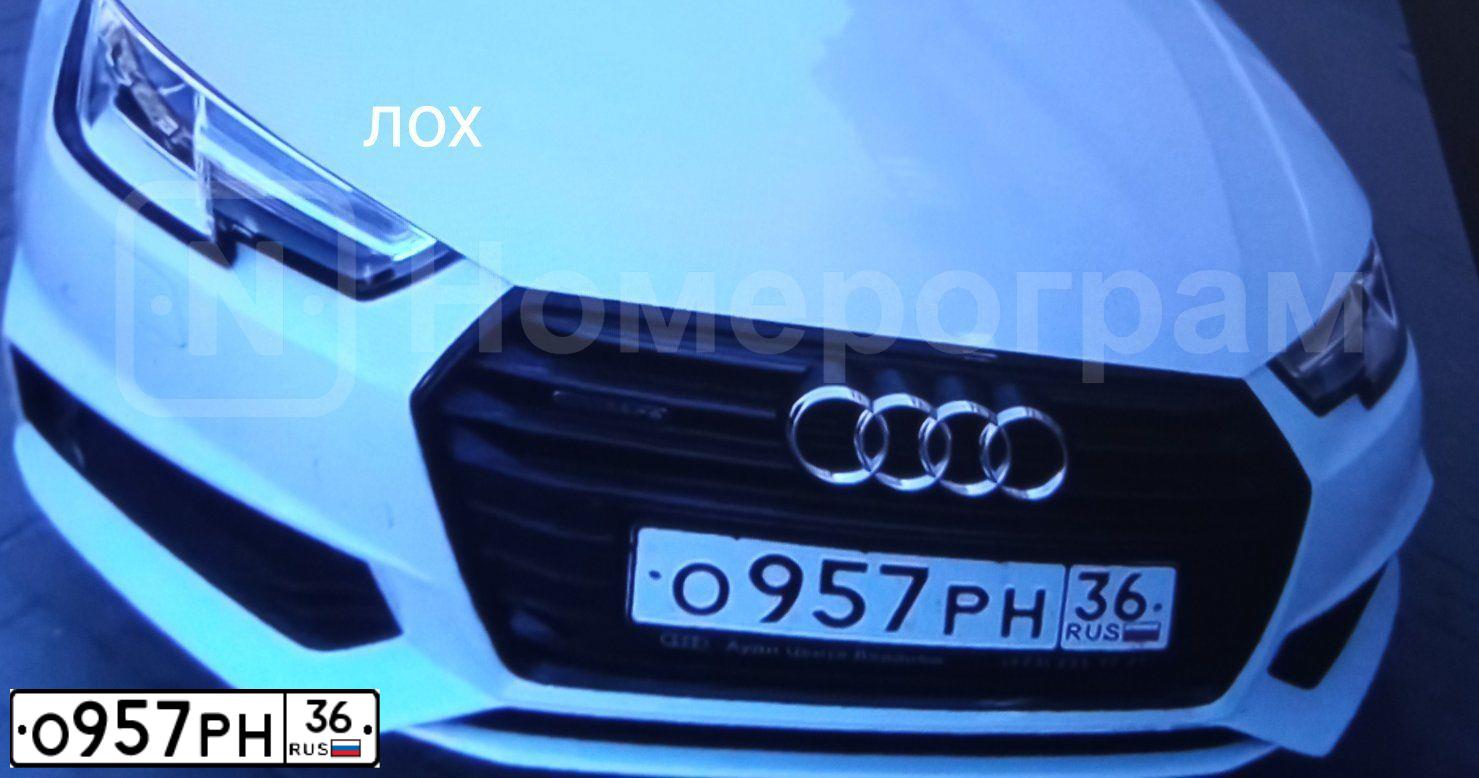 Фото автомобиля AUDI A4, 2016 — госномер О957РН36. Цвет: БЕЛЫЙ