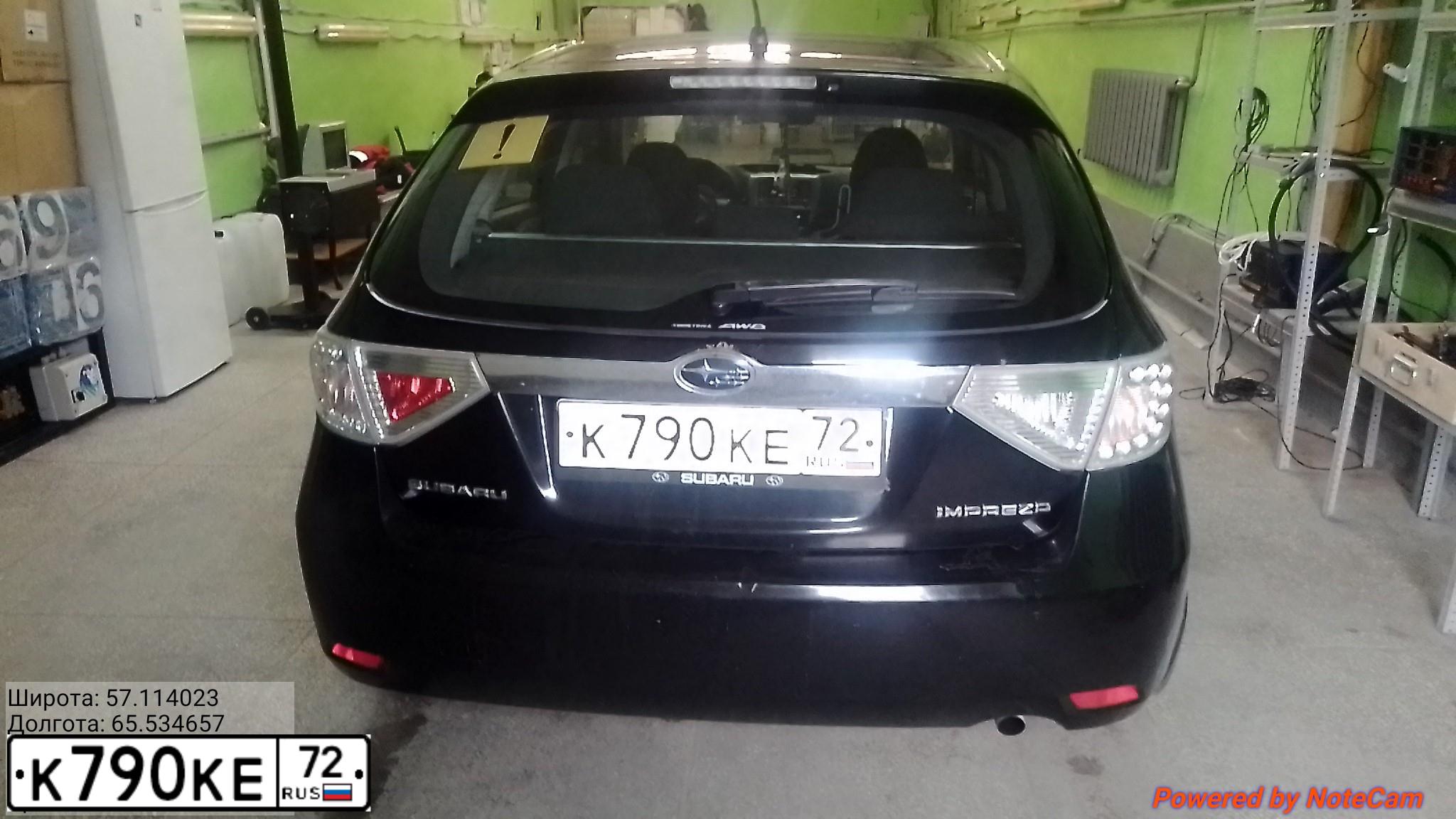 Фото автомобиля SUBARU IMPREZA, 2007 — госномер К790КЕ72. Цвет: ЧЕРНЫЙ