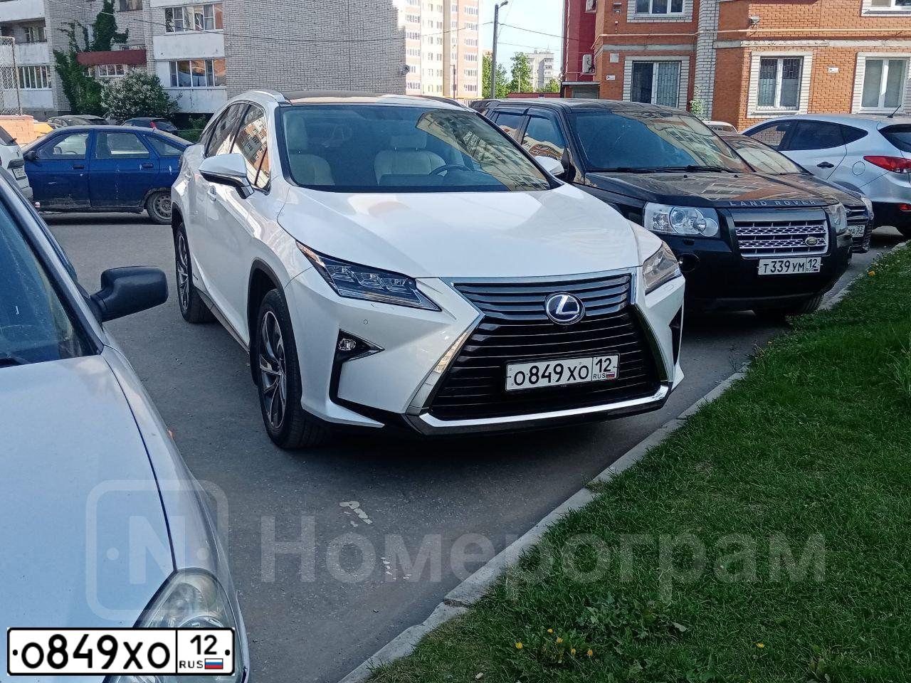 Фото автомобиля LEXUS RX, 2016 — госномер О849ХО12. Цвет: Белый