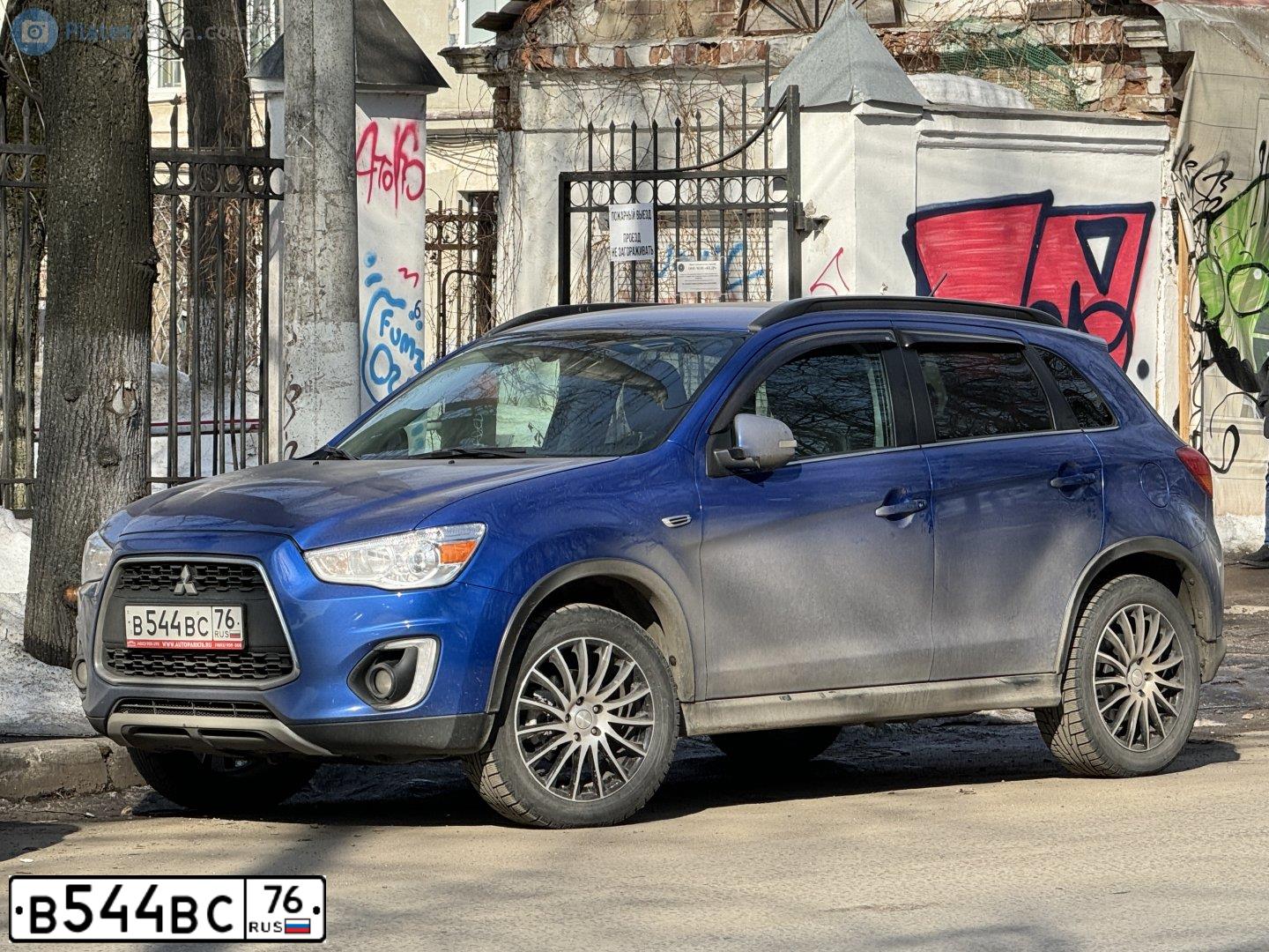 Фото автомобиля MITSUBISHI ASX, 2014 — госномер В544ВС76. Цвет: СИНИЙ