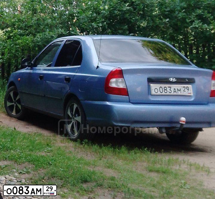 Фото автомобиля TAGAZ ACCENT, 2007 — госномер О083АМ29. Цвет: ФИОЛЕТОВЫЙ
